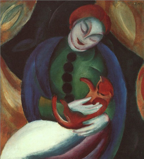 Franz Marc Madchen mit Katze II